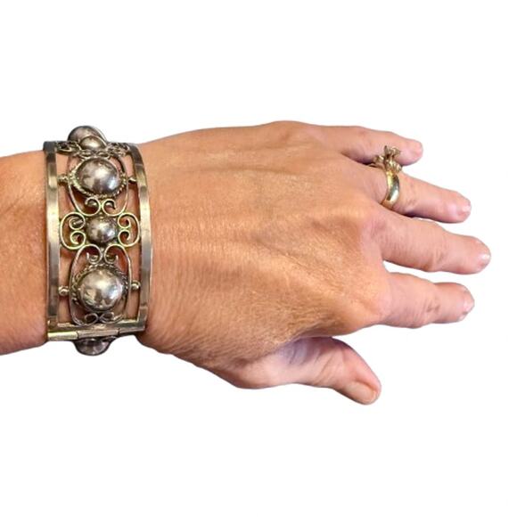 Vintage Mexico Sterling Silver 925 Scroll Link Bracelet - Picture 3 of 11